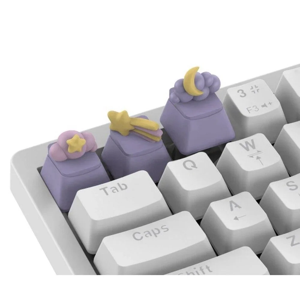 North Figural Key Cap 5 Pack-Keyboard Keycap-Purple Stars & Moon-New!